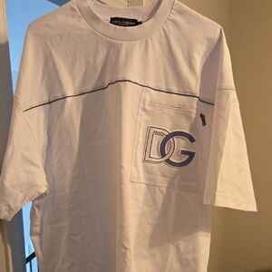 Dolce & Gabbana White and Blue Short Sleeve Tee